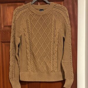 GAP Camel Cable Knit Crewneck Sweater